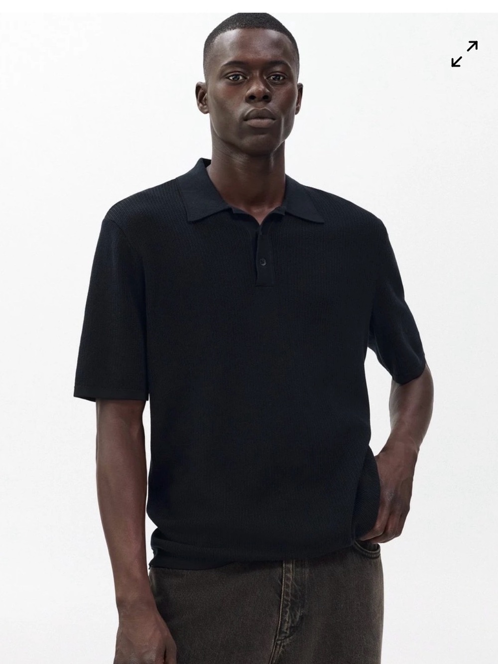 Rag & Bone Knit Polo black L